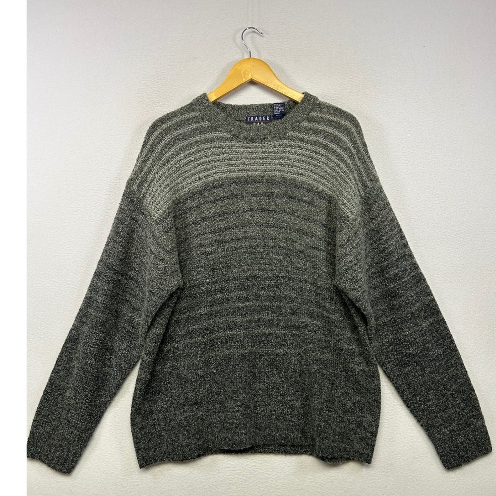 Gorpcore Trader Bay Mens XL Grey Boucle Wool Blend Crewneck Pullover Sweater